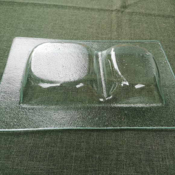 Rectangular Clear Pebble Art Textured Glass Divided Serving Tray / Dish 8"×12" - Picture 5 of 9